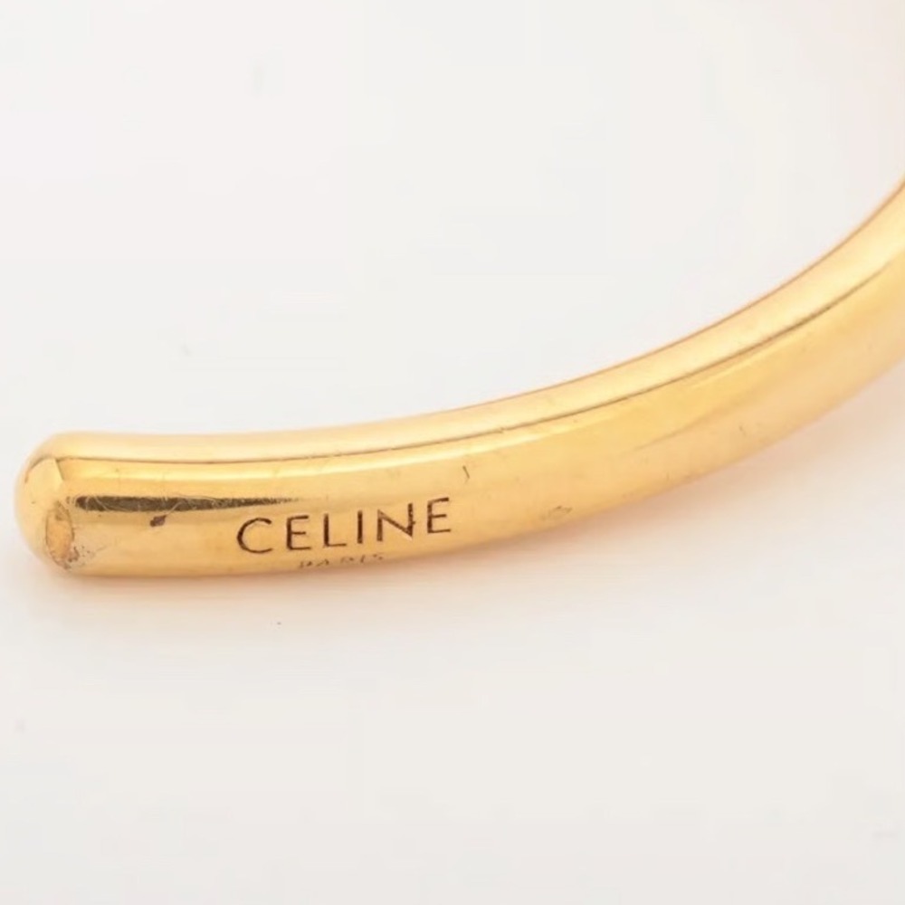 CELINE Knot Extra Thin Open Cuff Bracelet Brass w/ Gold Finish Size Small 14.5cm - Picture 5 of 6